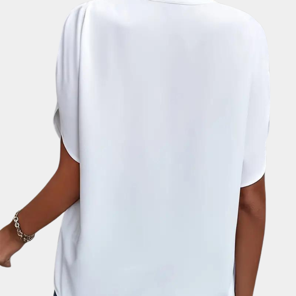 Dames Blouse met Korte Mouwen en V-hals voor Zomer Auralie