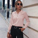 Dames Blouse met Omgeslagen Kraag en Lange Mouwen Auralie