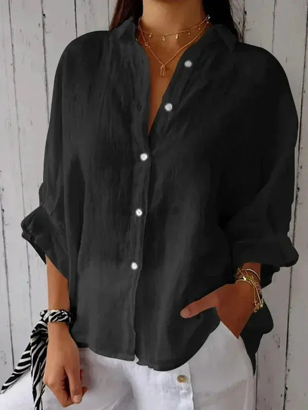 Dames Blouse van Linnen met V-hals en Elegante Details 7