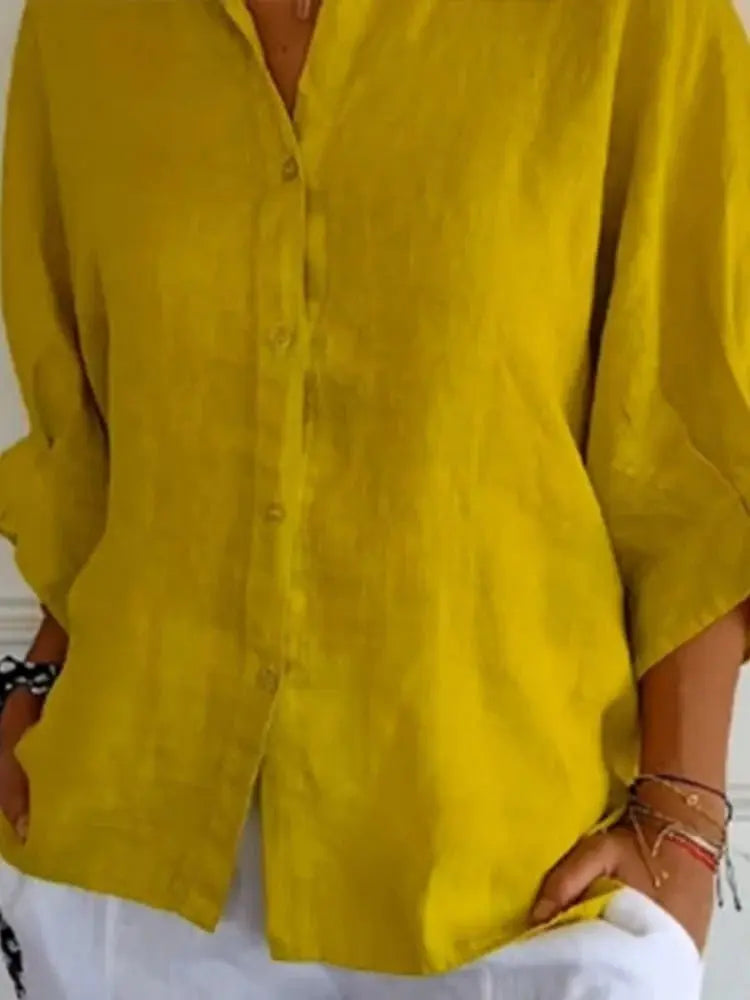 Dames Blouse van Linnen met V-hals en Elegante Details 8