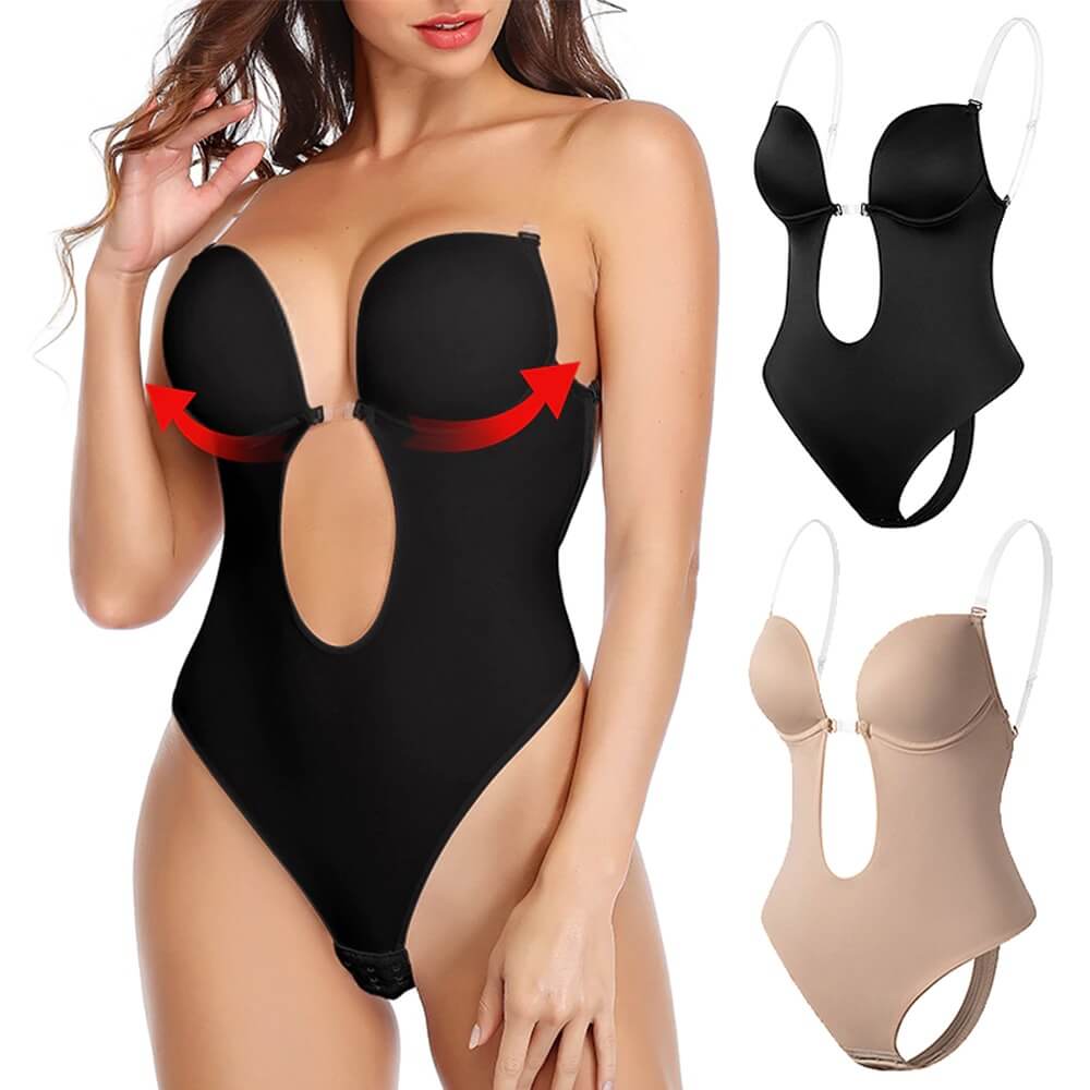 Dames Body Shaper met Diepe V-Hals en Open Rug Auralie