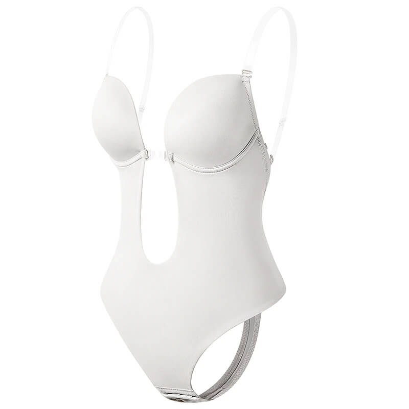Dames Body Shaper met Diepe V-Hals en Open Rug Wit Auralie