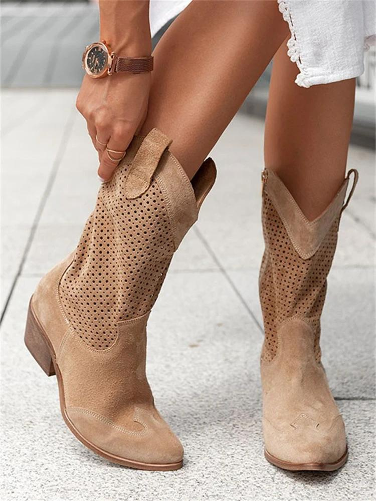 Dames Cowboylaarzen met Gaten Bruin Auralie