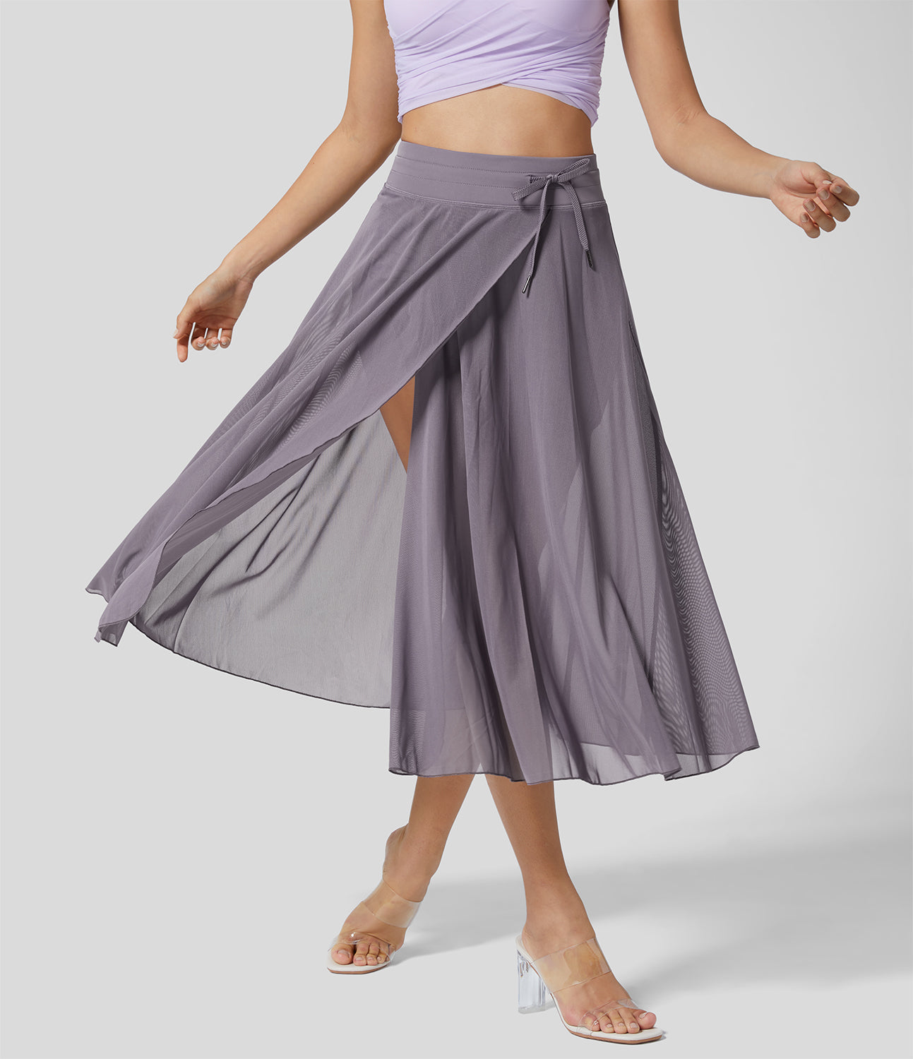 Dames Hoge Taille Lange Skort Paars Auralie