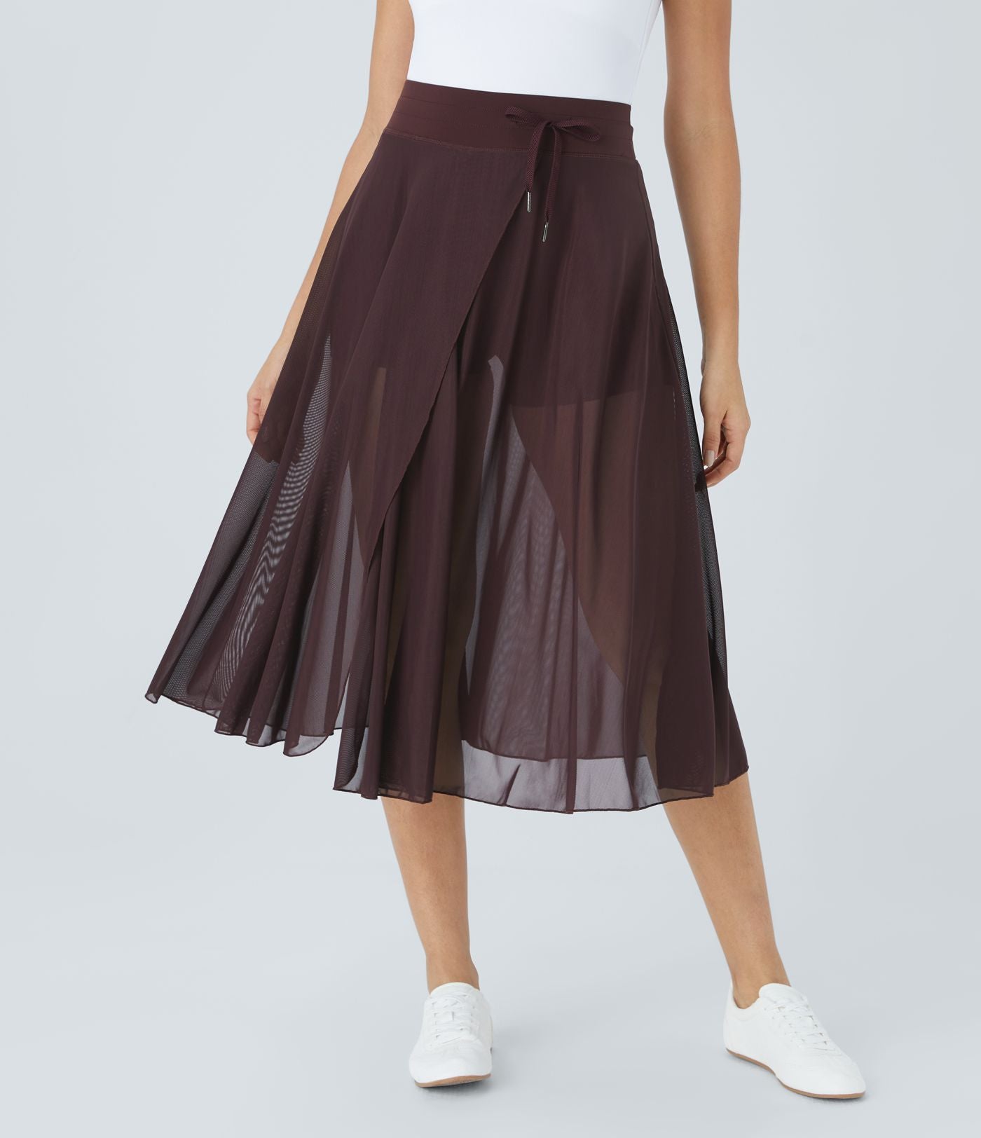 Dames Hoge Taille Lange Skort Bruin Auralie