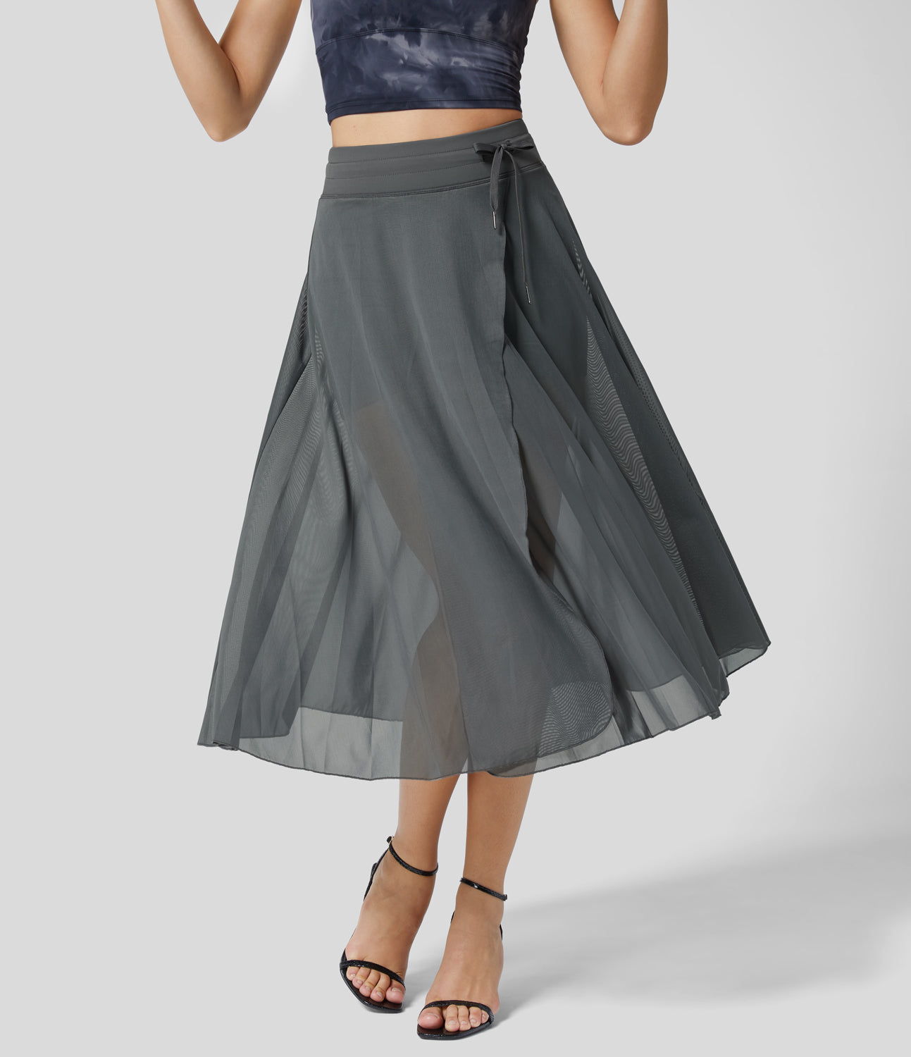 Dames Hoge Taille Lange Skort Grijs Auralie