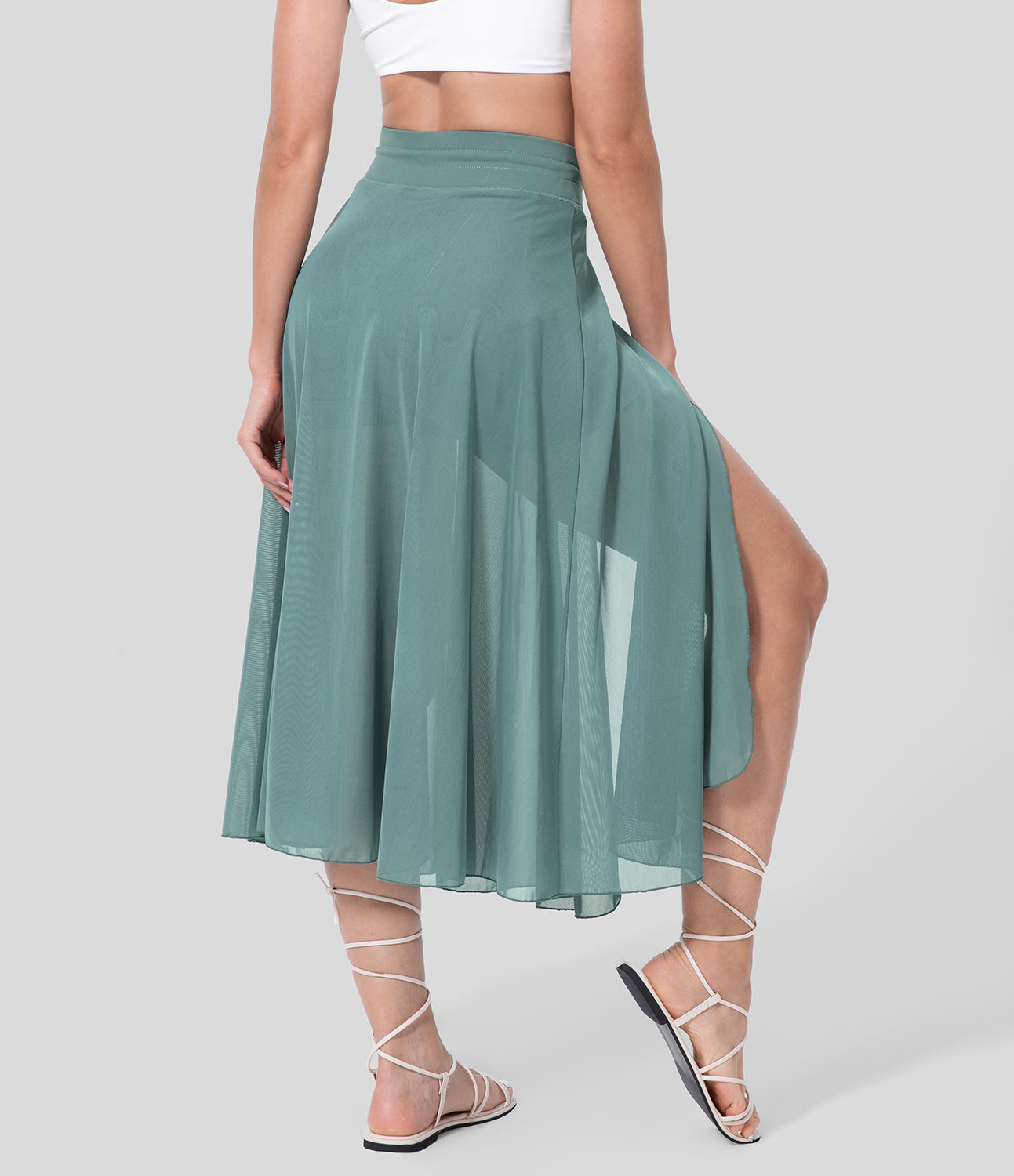 Dames Hoge Taille Lange Skort Turquoise Auralie