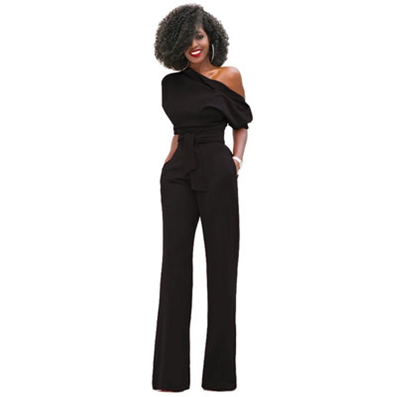Dames Jumpsuit met Asymmetrische Hals Zwart Auralie