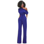 Dames Jumpsuit met Asymmetrische Hals Blauw Auralie