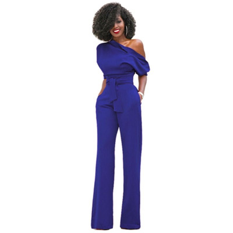 Dames Jumpsuit met Asymmetrische Hals Blauw Auralie