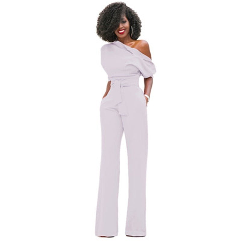 Dames Jumpsuit met Asymmetrische Hals Wit Auralie