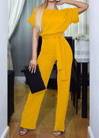 Dames Elegante Jumpsuit met Hoge Taille Geel Auralie
