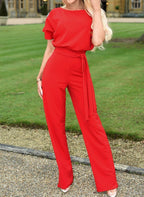 Dames Elegante Jumpsuit met Hoge Taille Rood Auralie