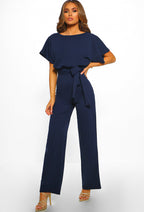Dames Elegante Jumpsuit met Hoge Taille Donkerblauw Auralie