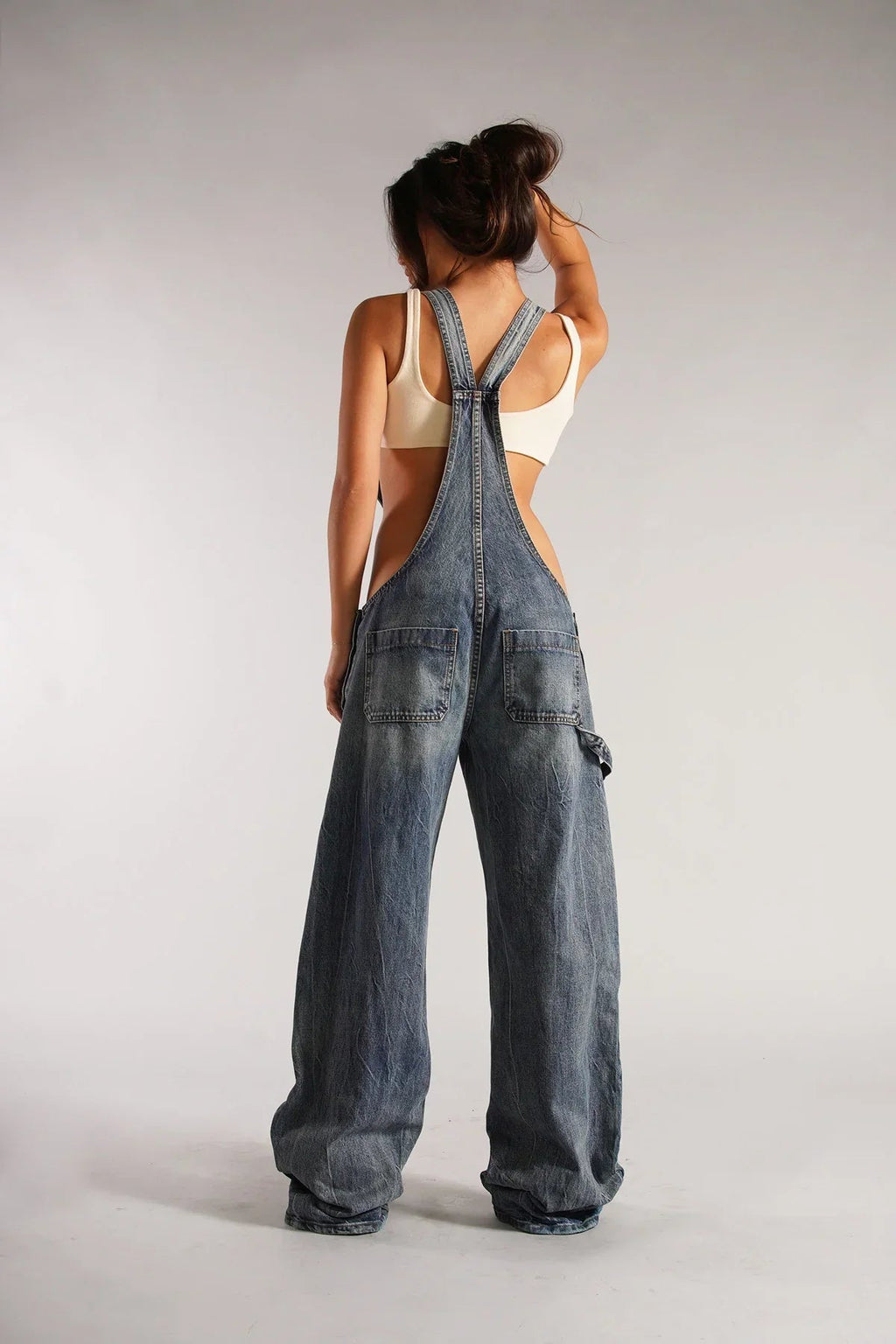Dames Jumpsuit Mouwloos van Denim met Wijde Pijpen Cowboystijl Auralie