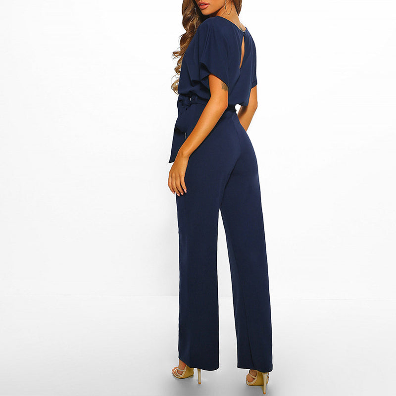 Dames Jumpsuit met Tailleriem en Wijde Pijpen Auralie