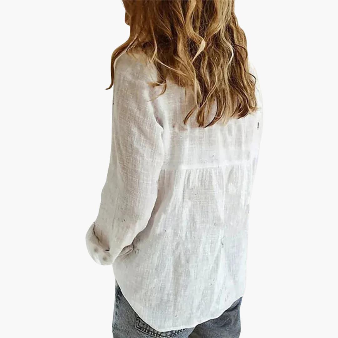 Dames Linnen Blouse met Losse Pasvorm voor Casual en Elegante Look Auralie