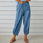 Dames Loungebroek met Elastische Taille en Knoopdetails 2