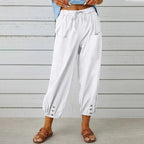 Dames Loungebroek met Elastische Taille en Knoopdetails 6