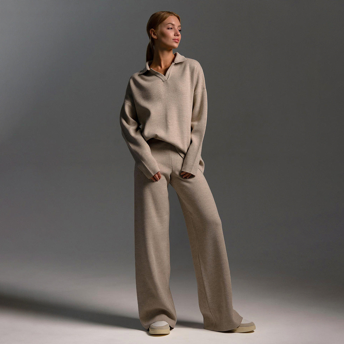 Dames Loungewear Set met Oversized Trui en Wijde Broek voor Ultiem Comfort 0