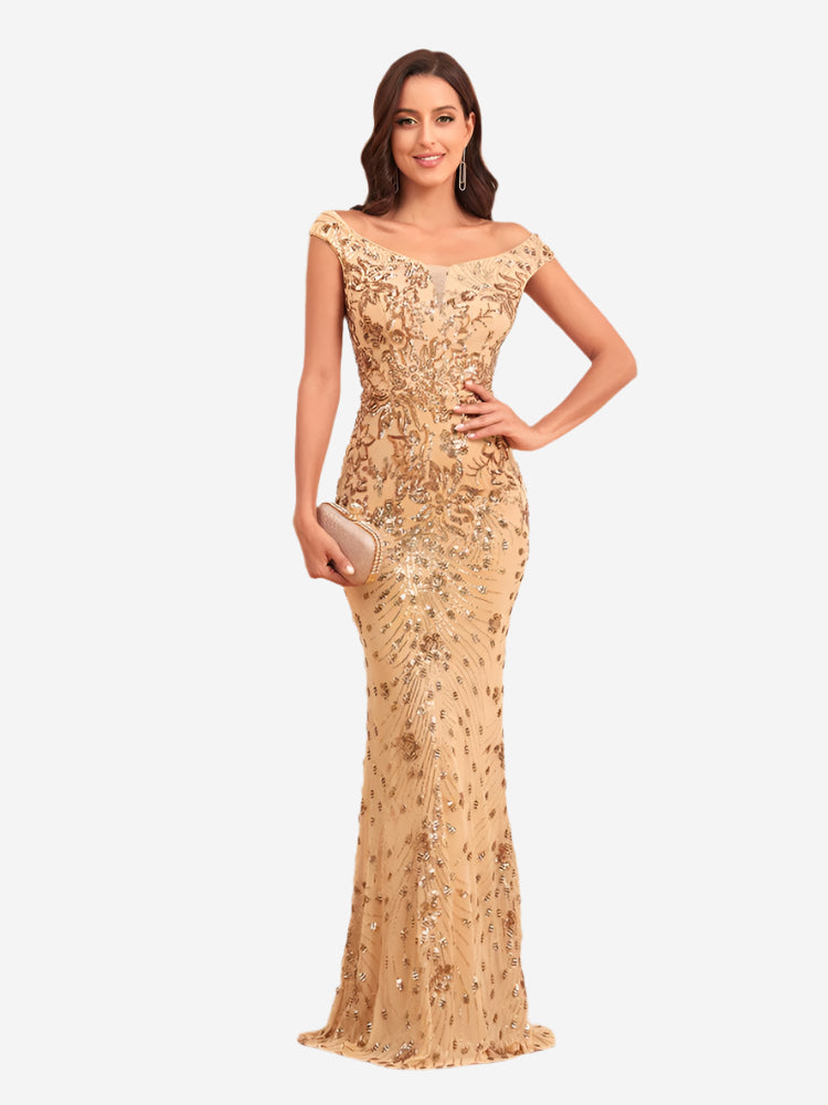 Dames Maxi Glitterjurk met Pailletten Auralie