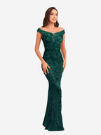 Dames Maxi Glitterjurk met Pailletten Diepgroen Auralie