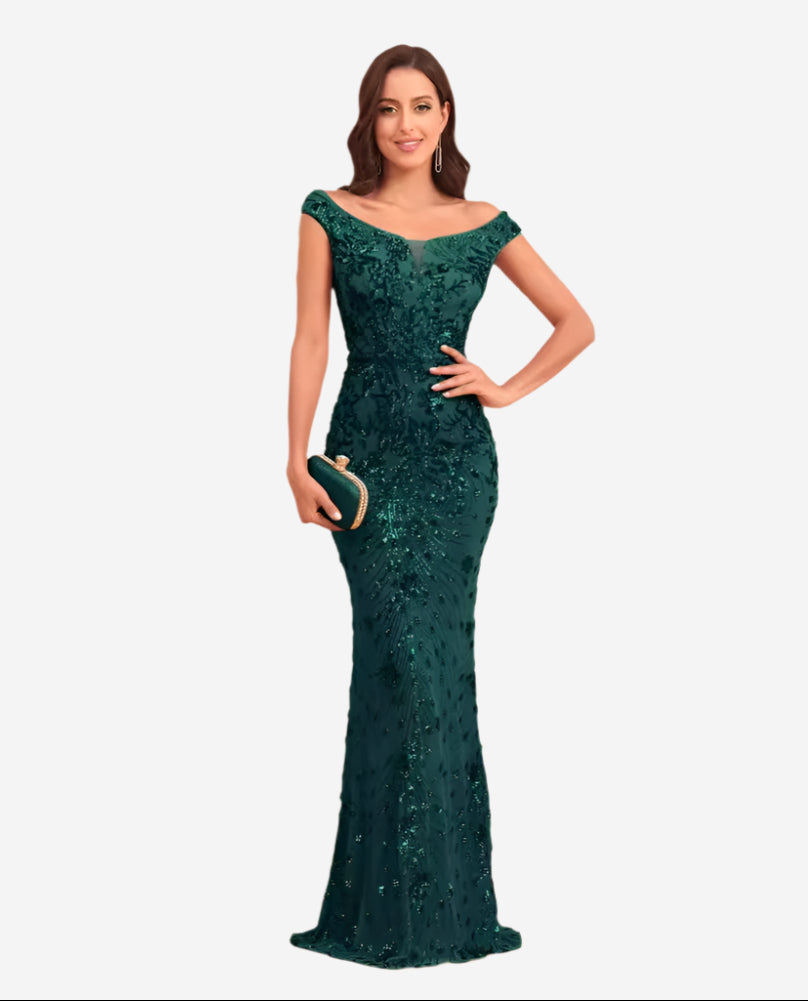 Dames Maxi Glitterjurk met Pailletten Auralie