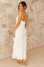 Dames Maxi Zomerjurk met Ruffles Wit Auralie
