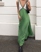 Dames Maxi Zomerjurk met V-hals Groen Auralie