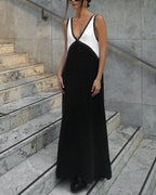 Dames Maxi Zomerjurk met V-hals Zwart Auralie
