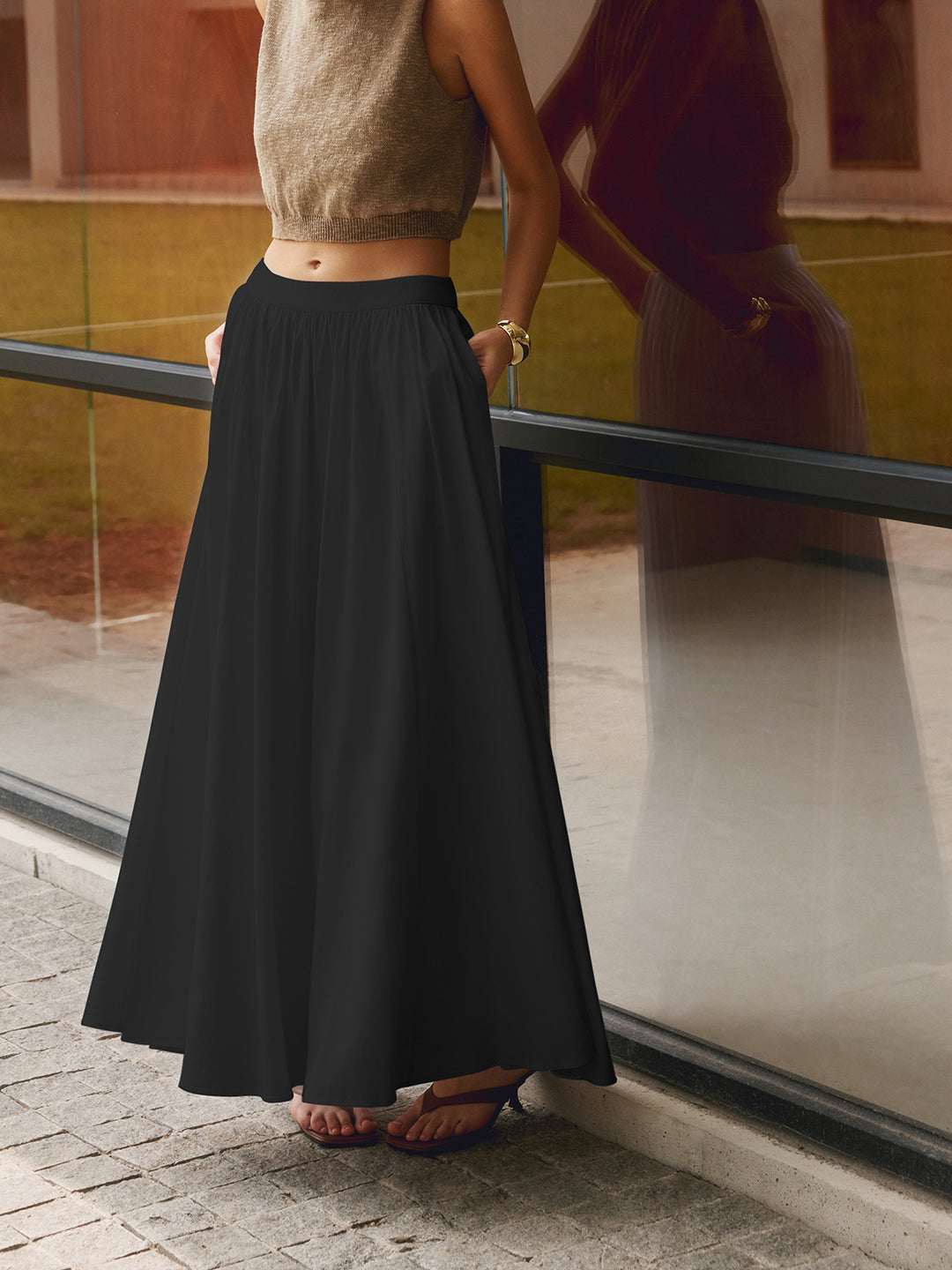 Dames Maxi Plissé Rok Auralie