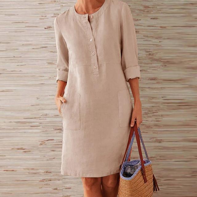 Dames Midi-jurk voor Zomer met Stijlvolle Elegant en Ademend Materiaal 1