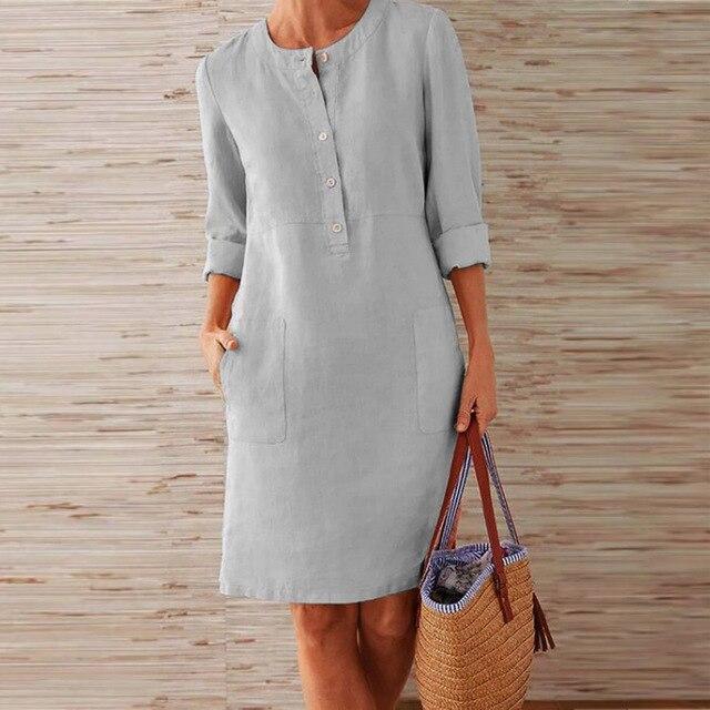 Dames Midi-jurk voor Zomer met Stijlvolle Elegant en Ademend Materiaal 2