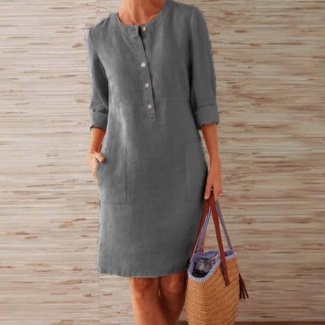 Dames Midi-jurk voor Zomer met Stijlvolle Elegant en Ademend Materiaal 3