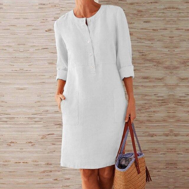 Dames Midi-jurk voor Zomer met Stijlvolle Elegant en Ademend Materiaal 4