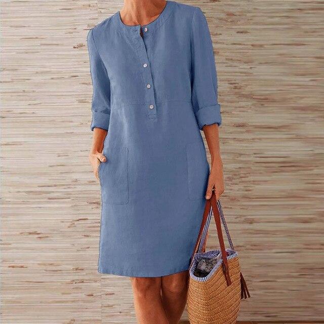 Dames Midi-jurk voor Zomer met Stijlvolle Elegant en Ademend Materiaal 6