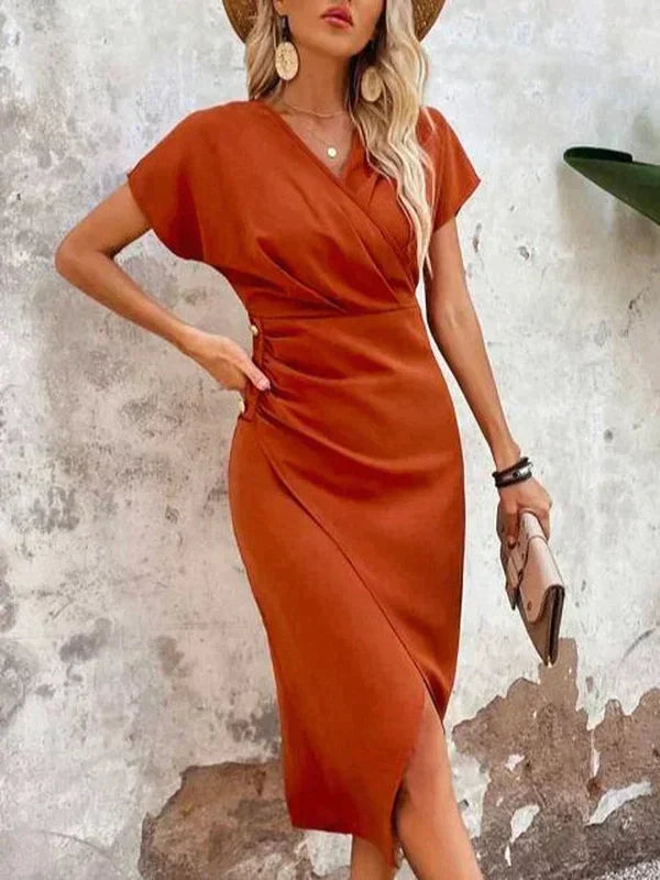 Dames Midi Jurk met Cross-Over Ontwerp Auralie