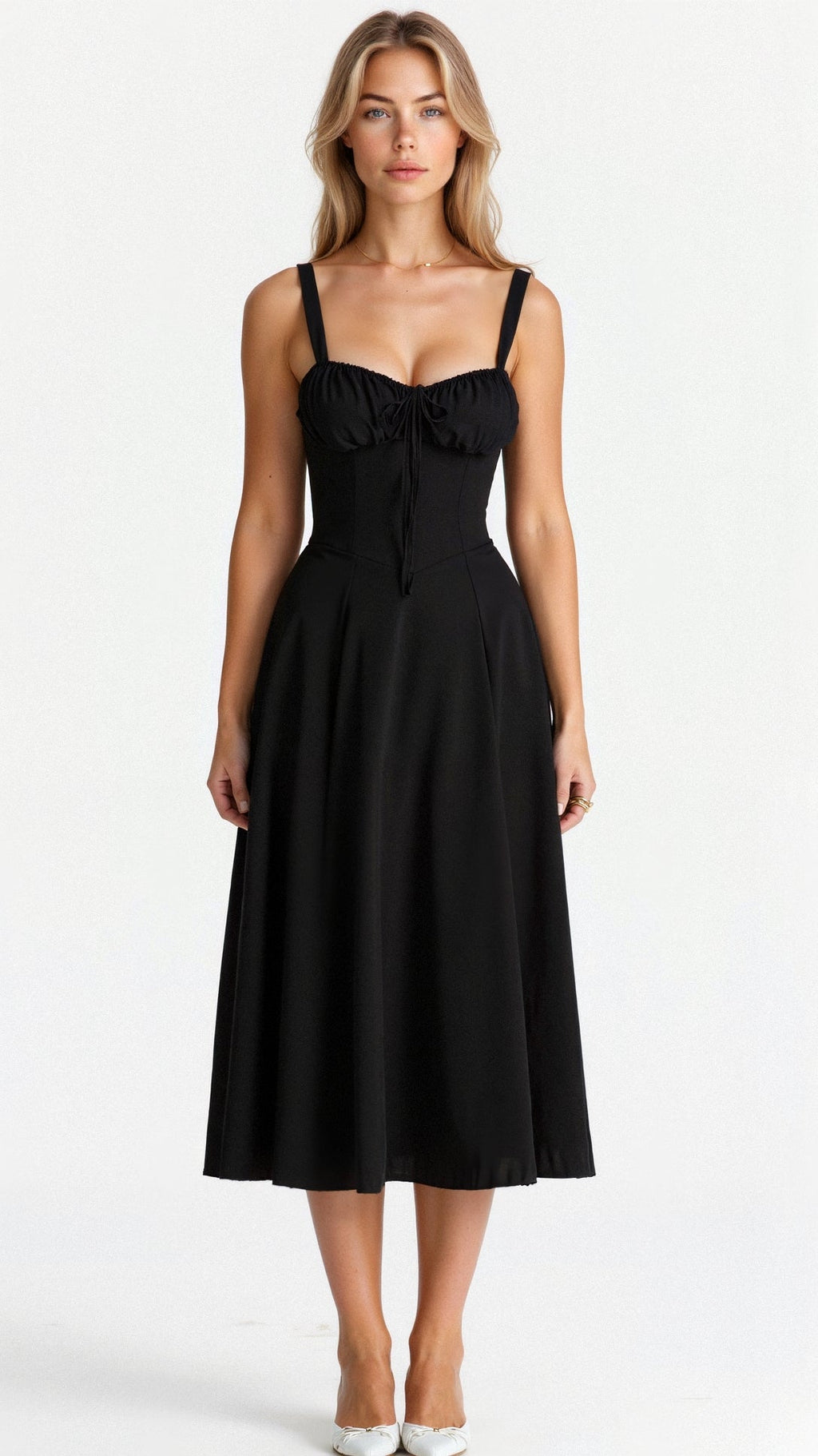 Dames Midi Jurk met Korset Zwart Auralie