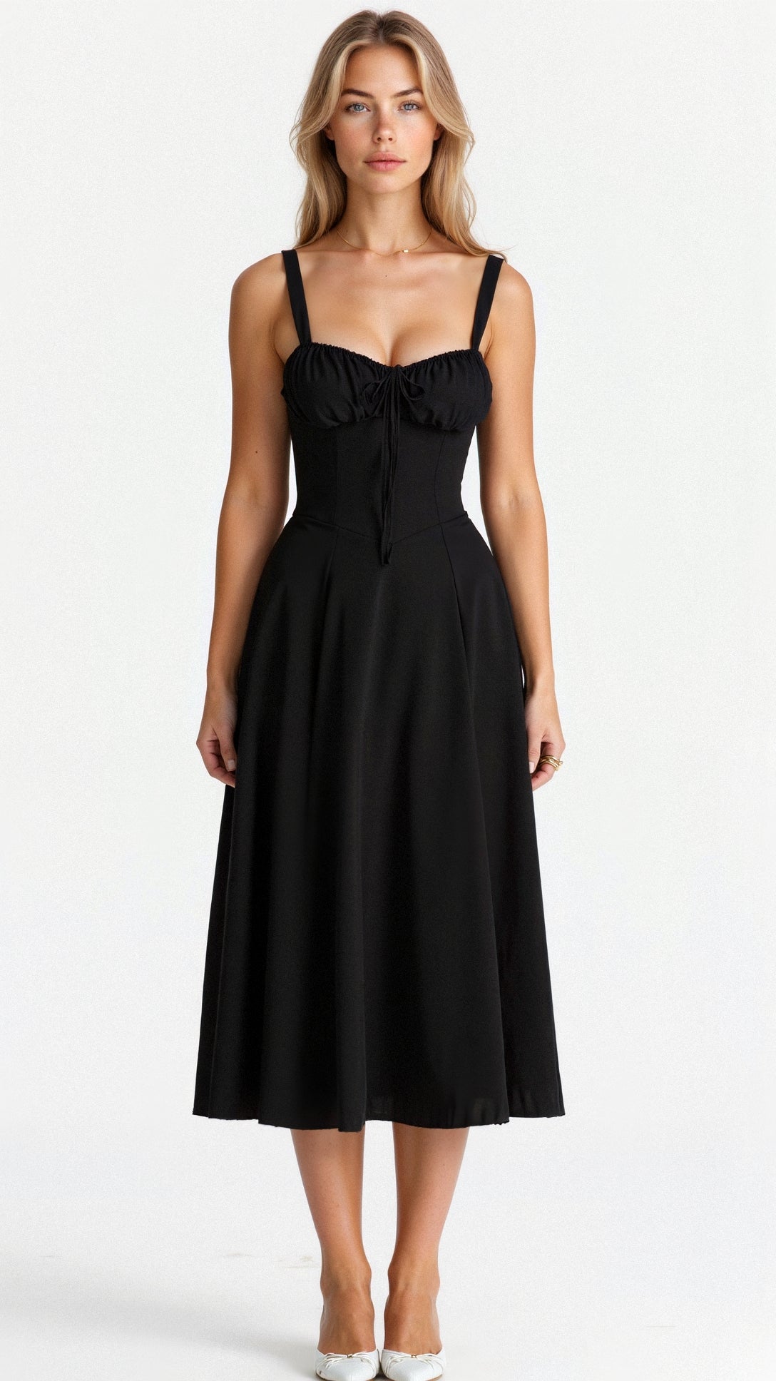 Dames Midi Jurk met Korset Zwart Auralie