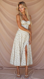 Dames Midi Jurk met Korset Wit Auralie