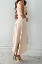 Dames Midi Jurk met V-hals en Wrap-Stijl Lichtroze Auralie