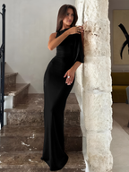 Dames Mouwloze Maxi Jurk met Geknoopt Ontwerp Zwart Auralie
