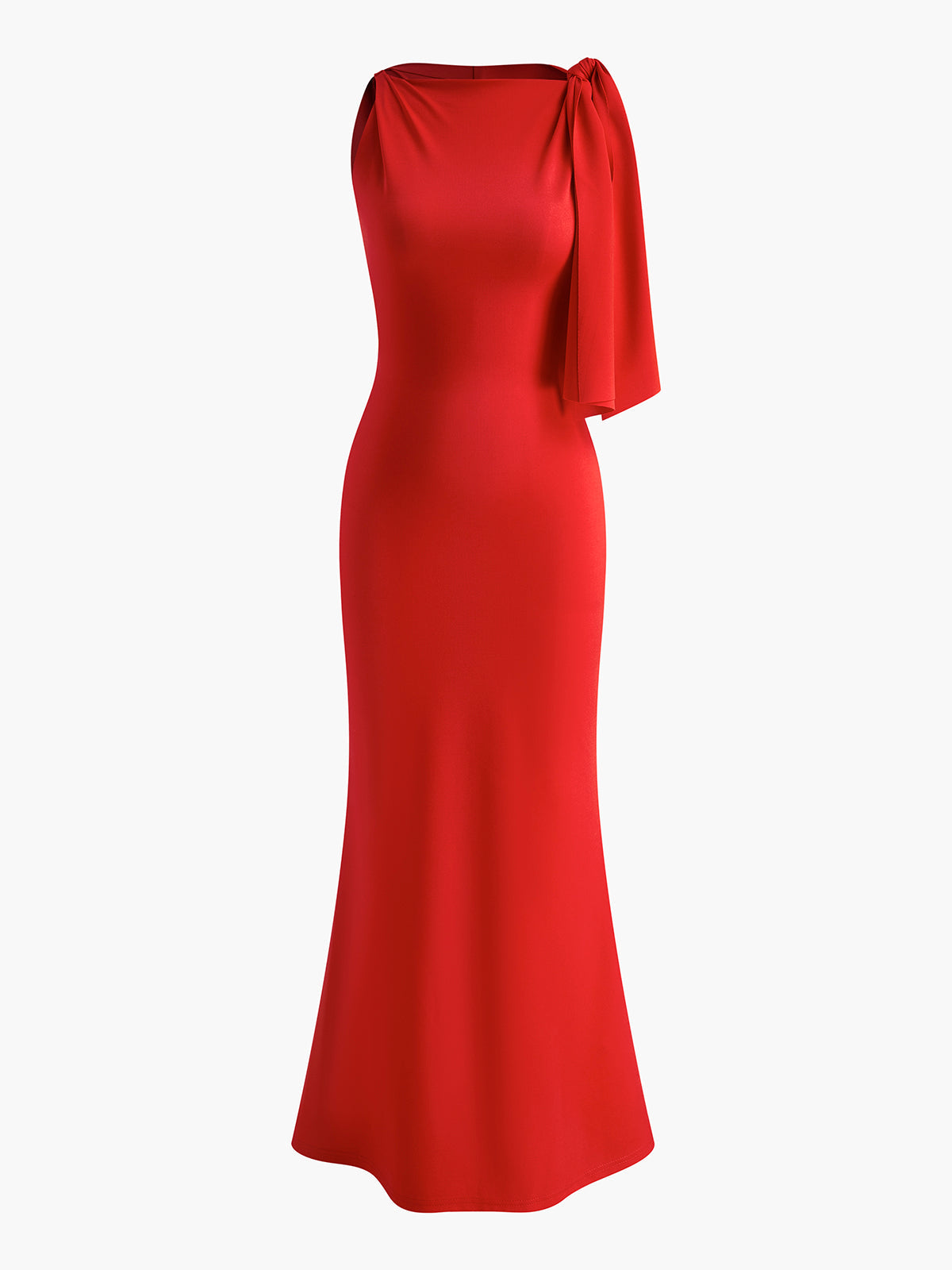 Dames Mouwloze Maxi Jurk met Geknoopt Ontwerp Rood Auralie