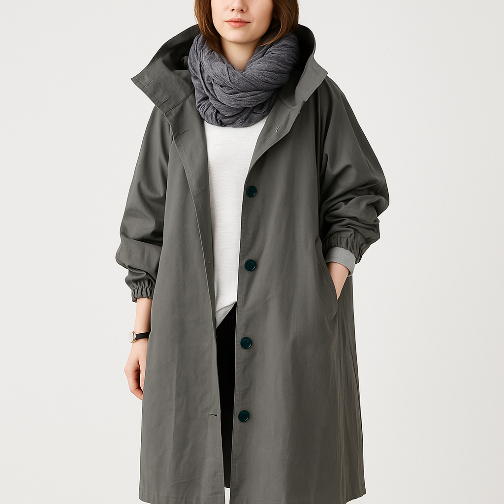 Dames Regenjas met Capuchon en Oversized Lange Snit 0