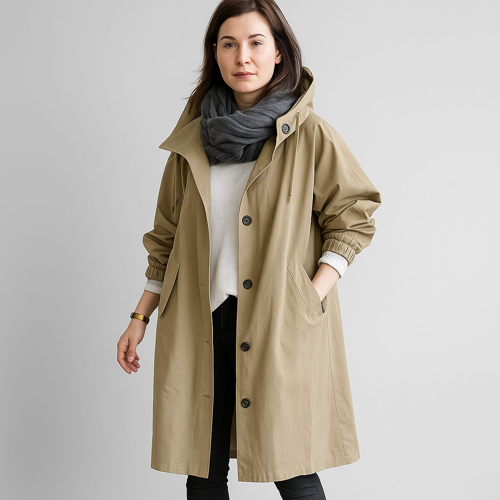 Dames Regenjas met Capuchon en Oversized Lange Snit 4
