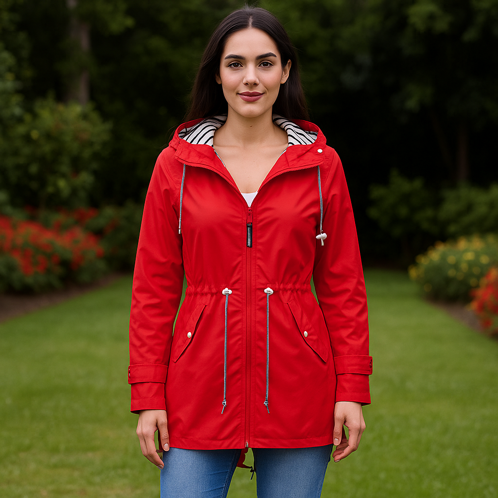 Dames Regenjas met Functionele Capuchon en Waterdicht Materiaal 0
