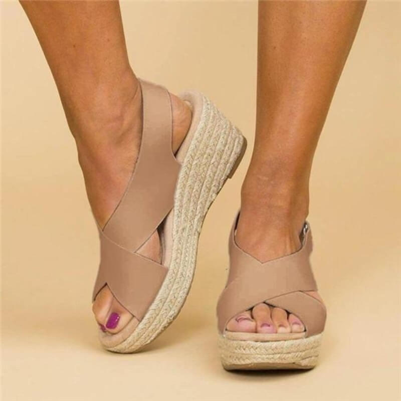 Dames Sandalen met Orthopedische Espadrille en Schokabsorberende Zool Bruin Auralie
