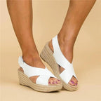 Dames Sandalen met Orthopedische Espadrille en Schokabsorberende Zool Wit Auralie