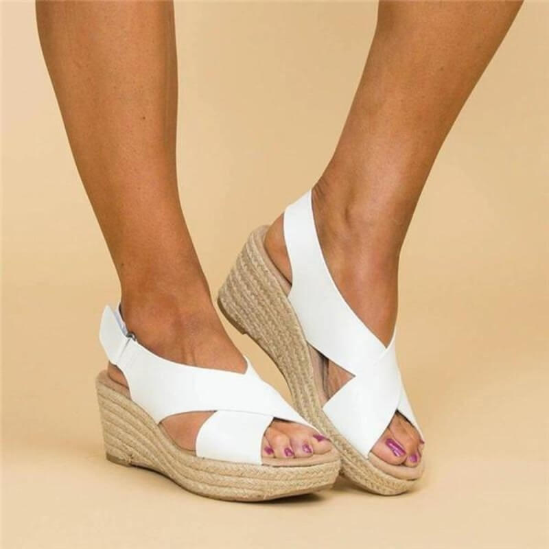 Dames Sandalen met Orthopedische Espadrille en Schokabsorberende Zool Wit Auralie