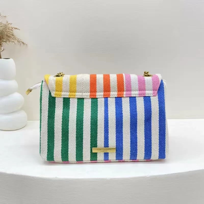 Dames Schoudertas met Regenboogdesign en Gouden Ketting 2